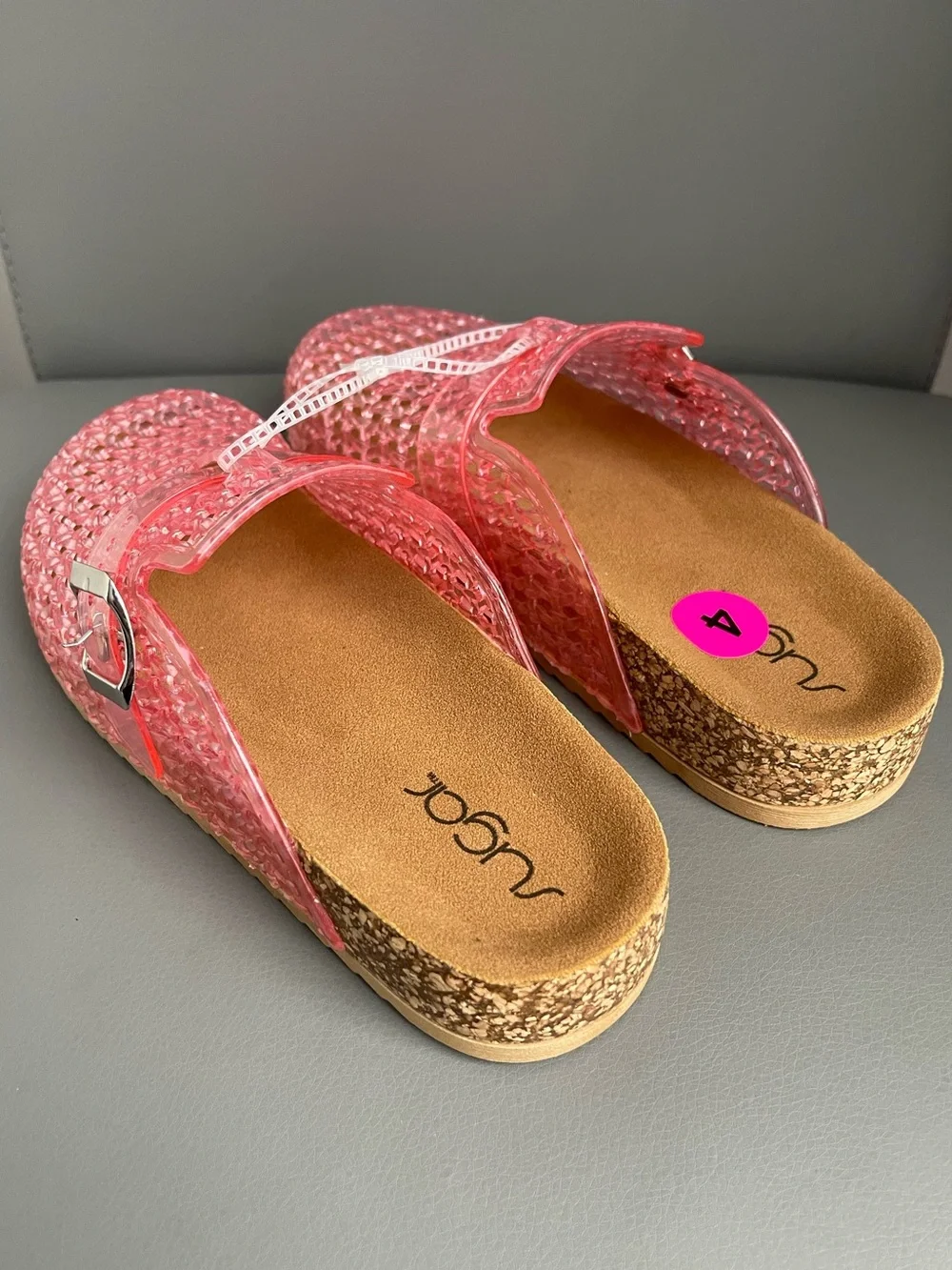 Sugar Pink Jelly Clogs Cork Footbed Slides Sandals Girls Size 5